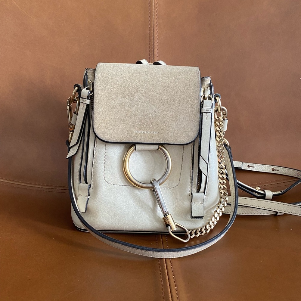 Chloe Faye Mini Backpack in Off White